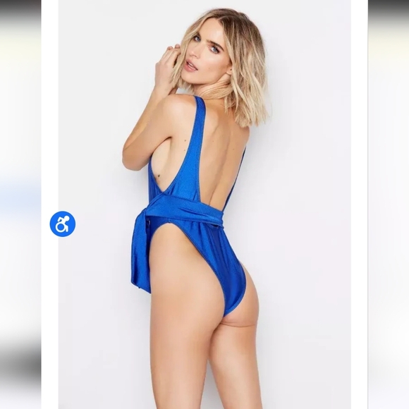 RIS-K SWIMWEAR Sol One Piece High Cut One Piece Swimsuit In Sheen Pampas.S NWT - Picture 4 of 13